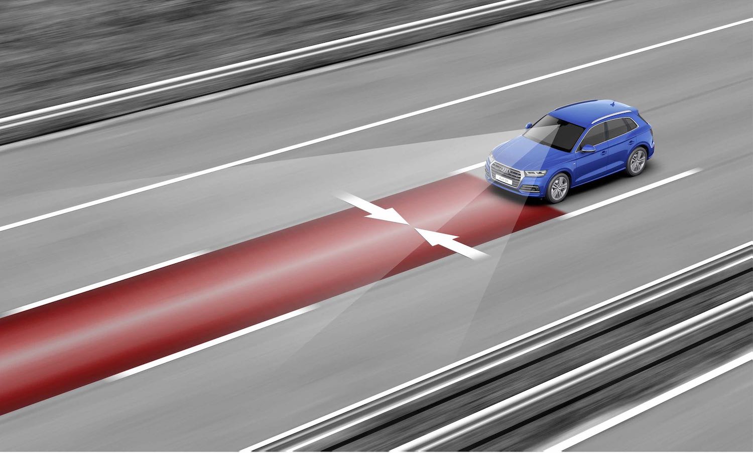 Audi Active Lane Assist 主動式車道維持及偏離警示系統。