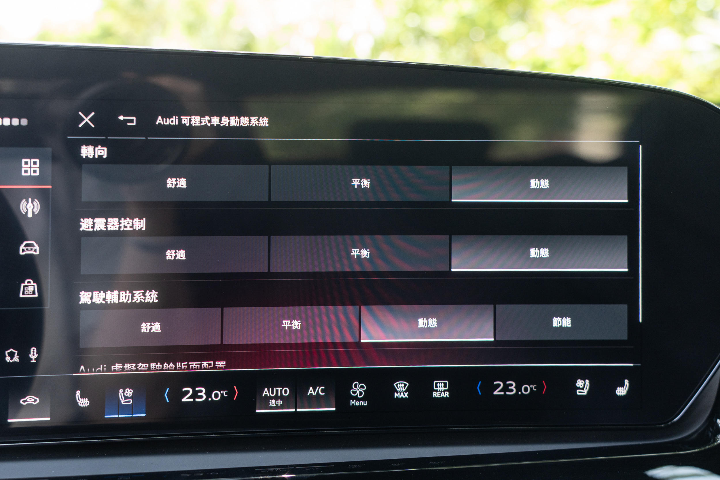 S5 所能調整的駕駛相關特性選項不多。
