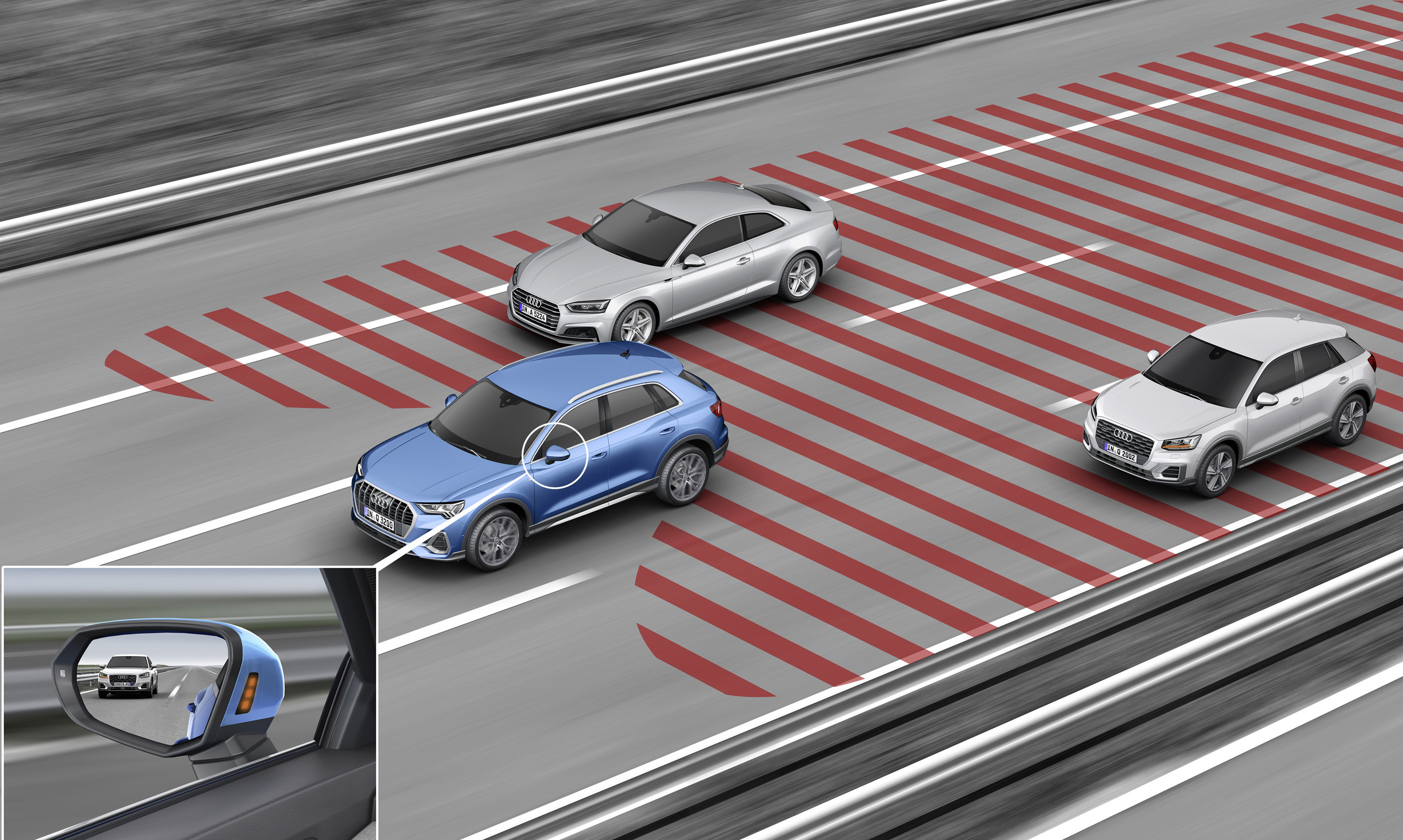Audi side assist 車道變換輔助系統 ( 盲點警示 )。