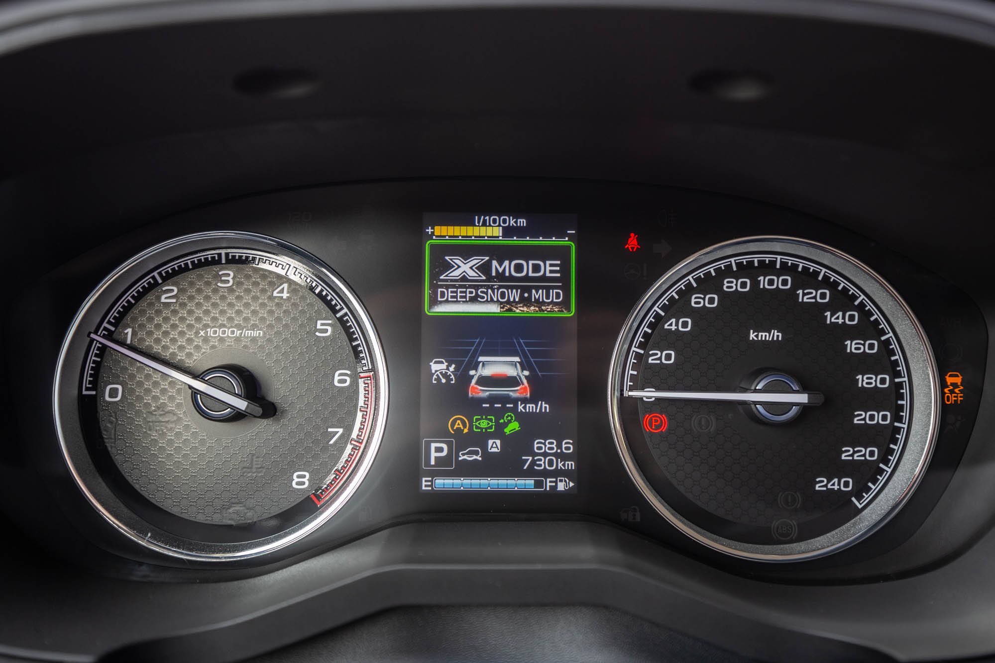 切換至 X-MODE 時,儀表上也會同步顯示。