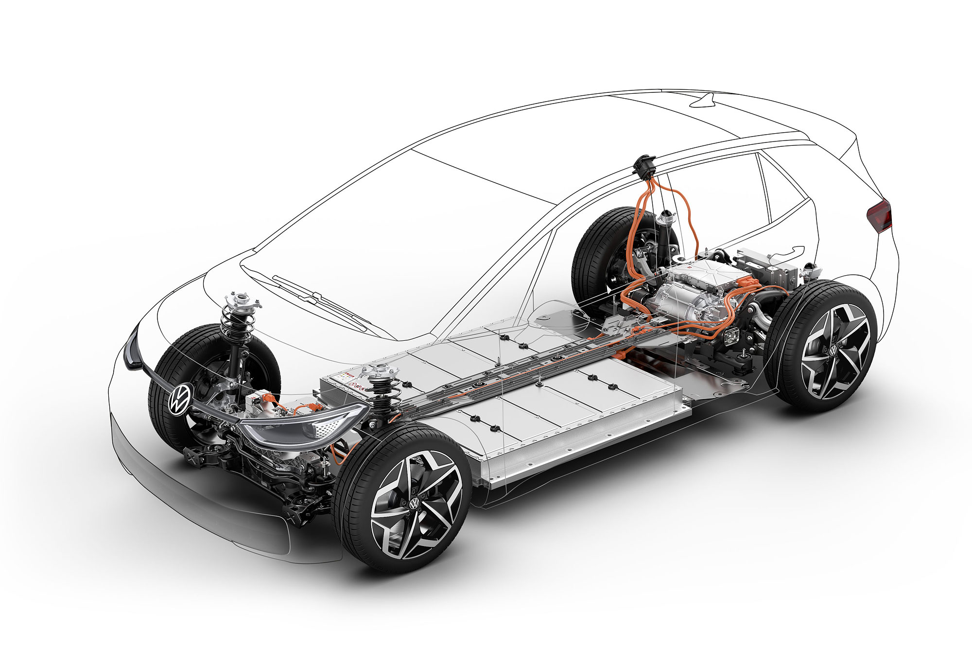 ID.3 電池分配在車身底部，並且提供 330 公里至 550 公里的最可行駛距離