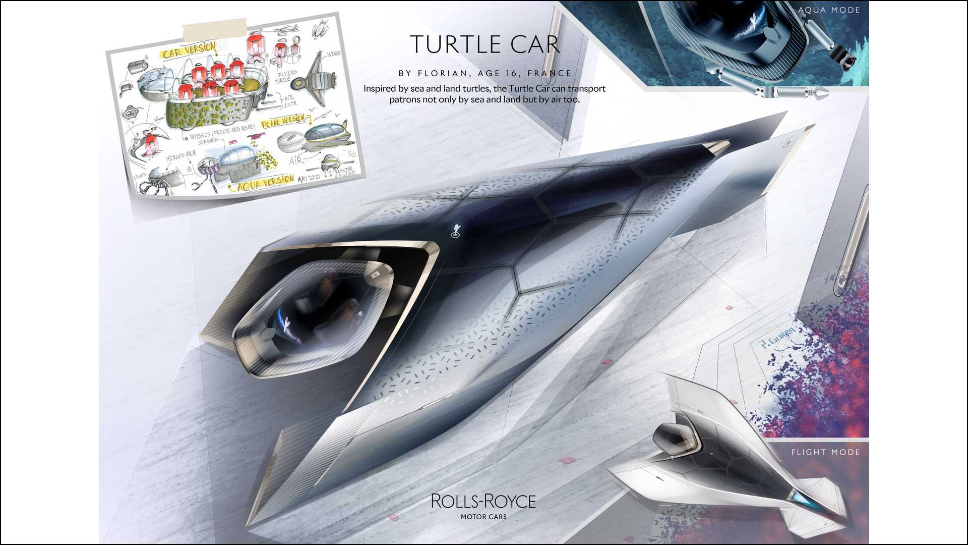 幻想《勞斯萊斯海龜汽車》—— 來自法國的 16 歲青年設計師 Florian。