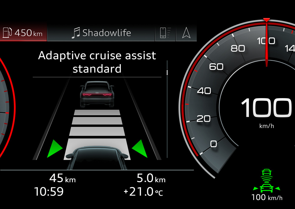 Adaptive Cruise Assist ACC 主動式定速巡航控制系統。