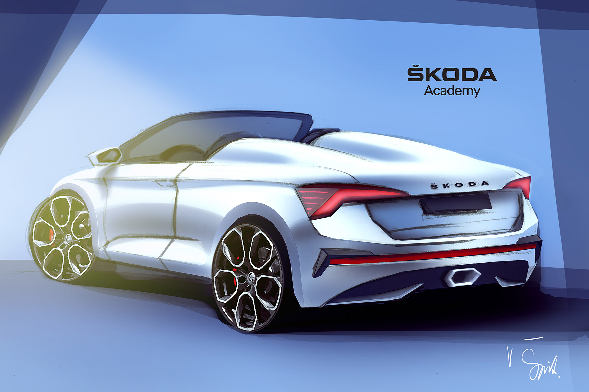 Scala 的年輕造型獲得 Škoda 學生團隊青睞，並延伸改造成為敞篷車。