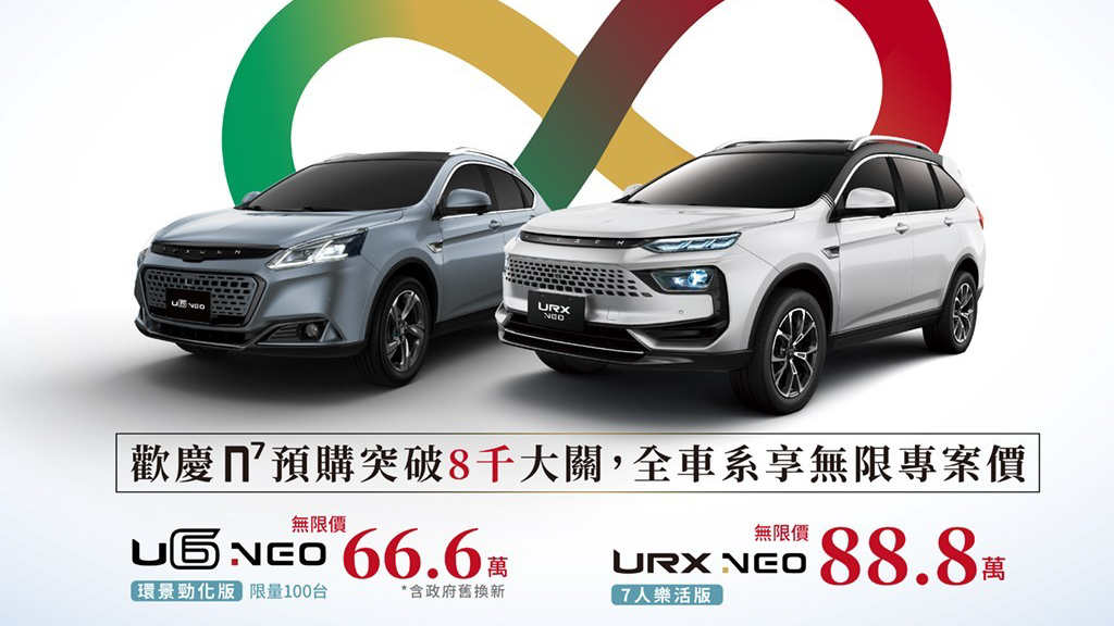 歡慶 LUXGEN n⁷ 預購破 8 千張，全車系享無限專案價最低 66.6 萬起