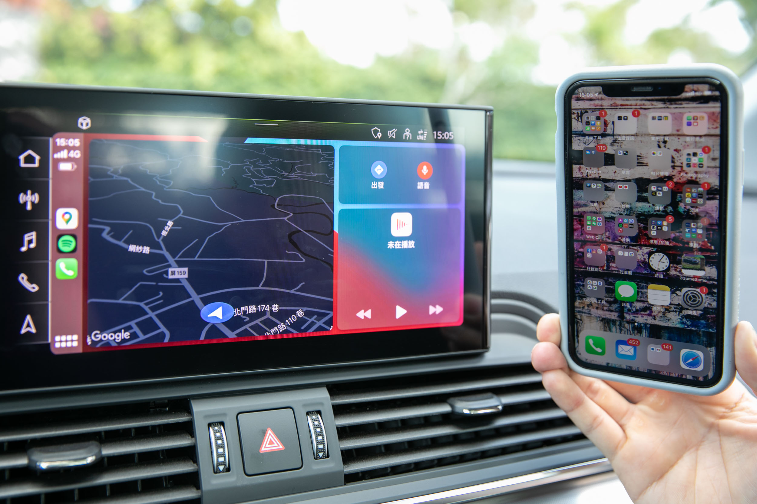 Audi 智慧型手機介面附 Apple CarPlay 無線連接功能。