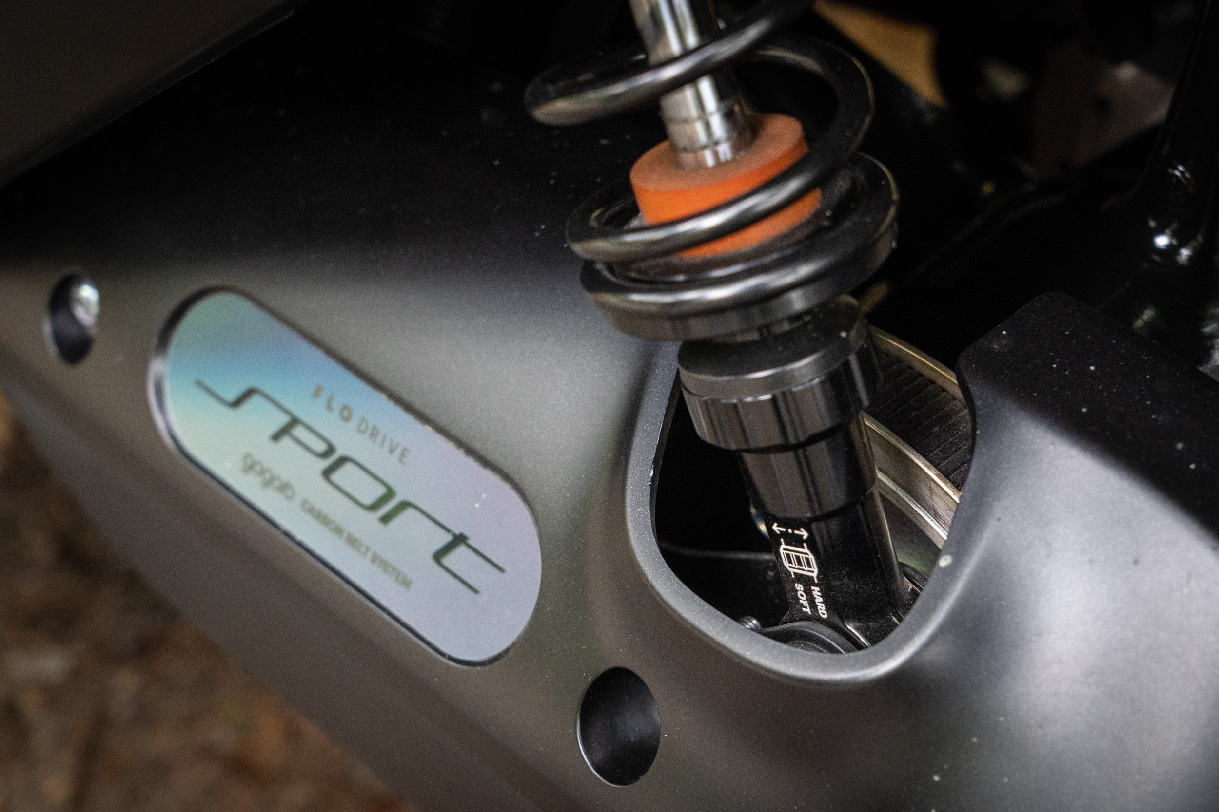 後雙槍式後避震阻尼及預載可調,搭載國際大廠 Gates 高張力碳纖皮帶。