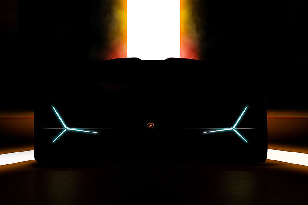 Lamborghini 在法蘭克福車展發表的新車，外界推測將會是身懷近千匹馬力的油電超跑。