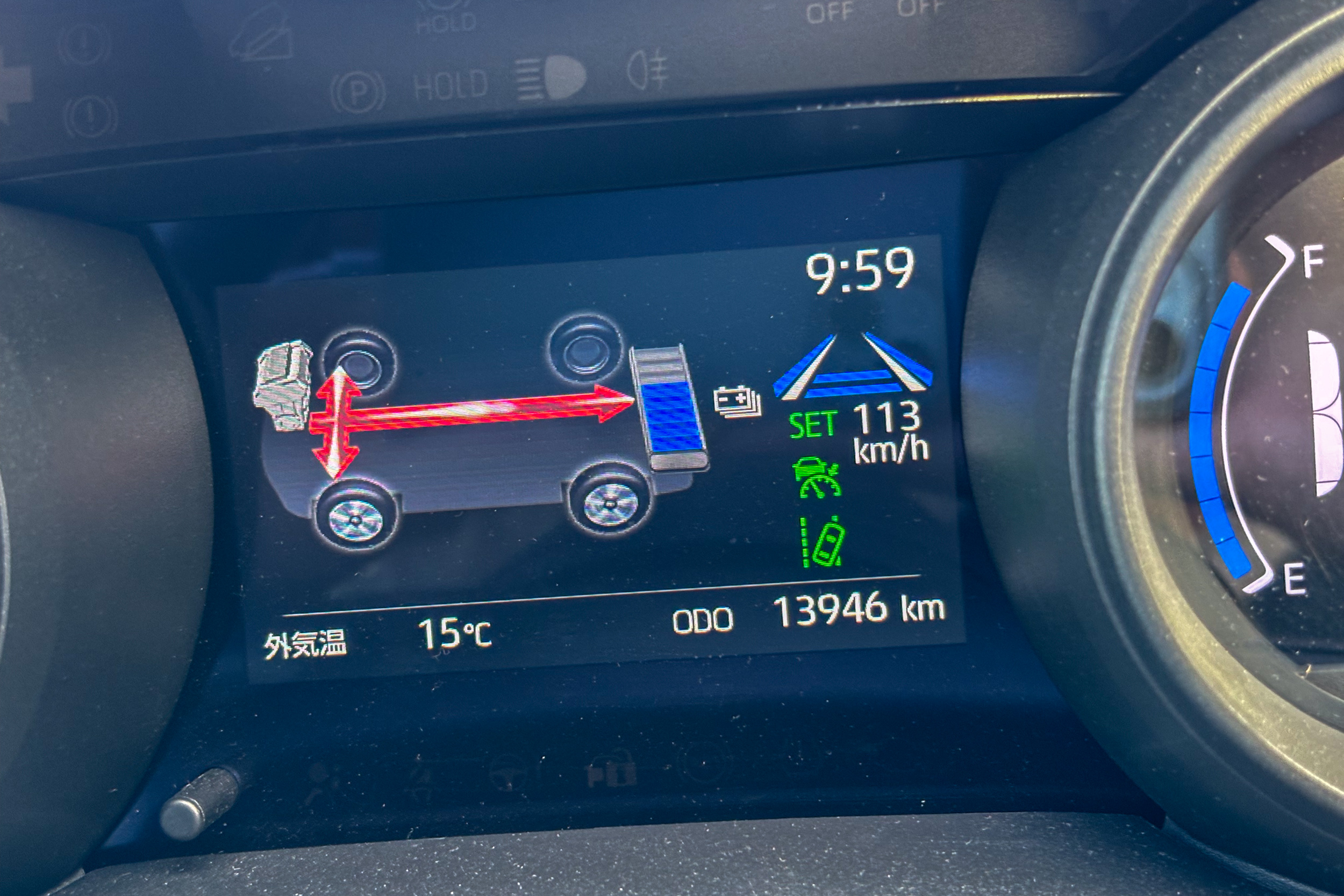 儀錶置中螢幕可完整顯示 TSS 的作動狀態。