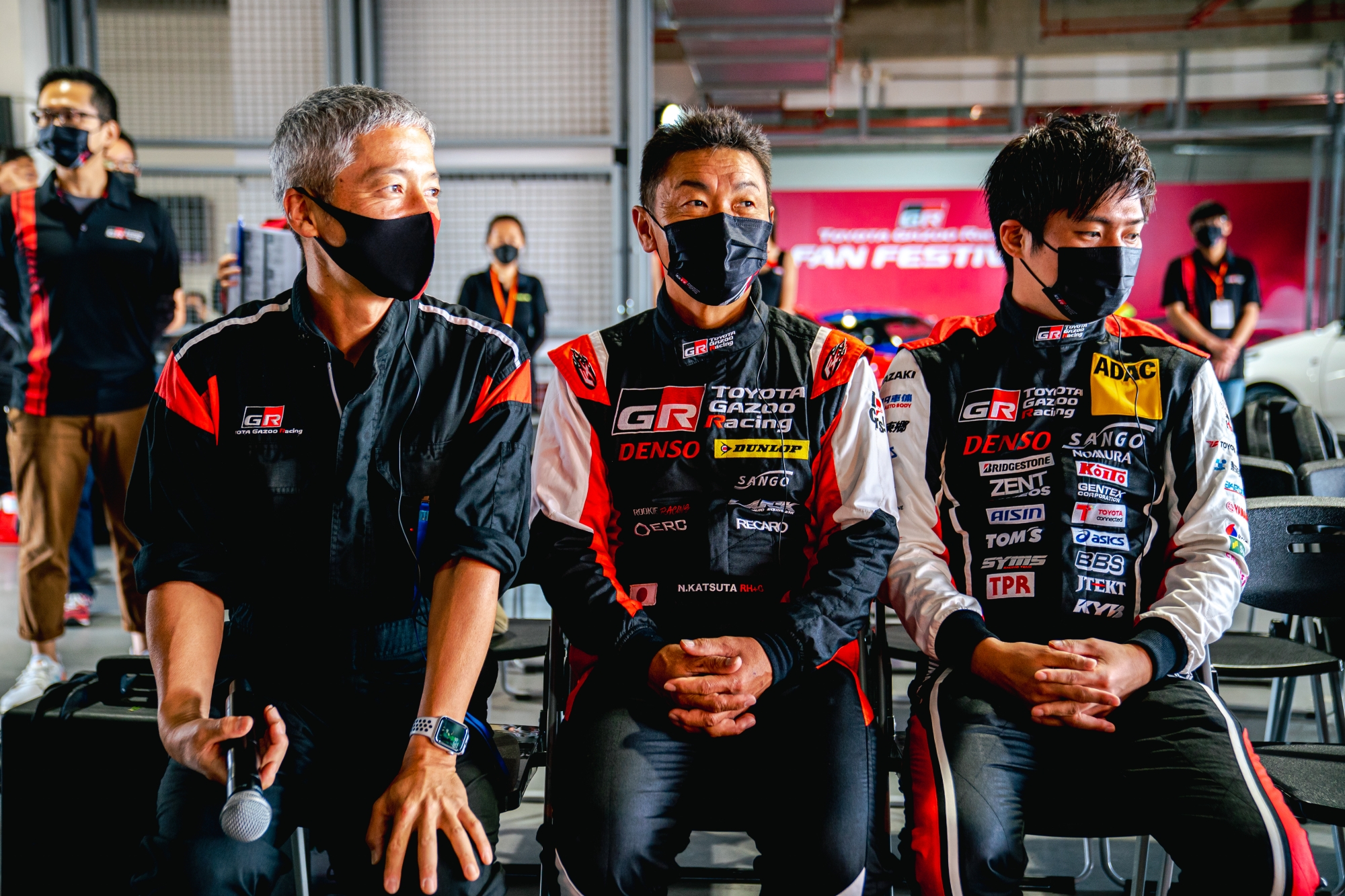 此次日本原廠請來 GR Yaris 總工程師-齋藤尚彥（左）、賽車手-勝田範彦（中）以及大嶋和也（右）。